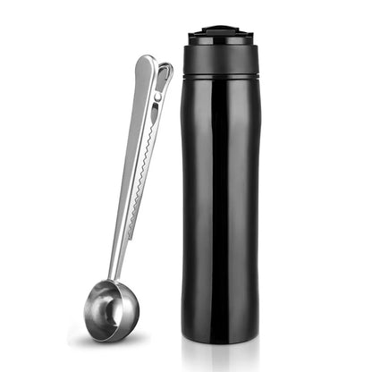 350ML Portable French Press Pot Double Thermal Insulation Cold Storage Travel Outdoor Stainless Steel Bottle Coffee Tea Maker