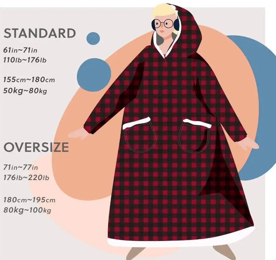 2024 Super Long Flannel Blanket with Sleeves Winter Hoodies Sweatshirt Women Men Pullover Fleece Giant TV Blanket Oversized New